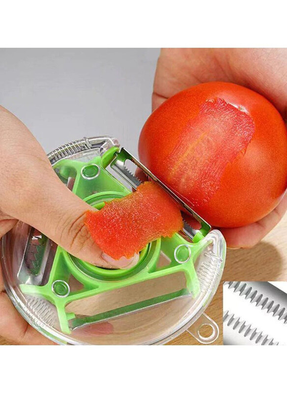 

Generic 3-in-1 Rotary Fruit and Vegetable Multifunction Peeler with 3-Blades, Green