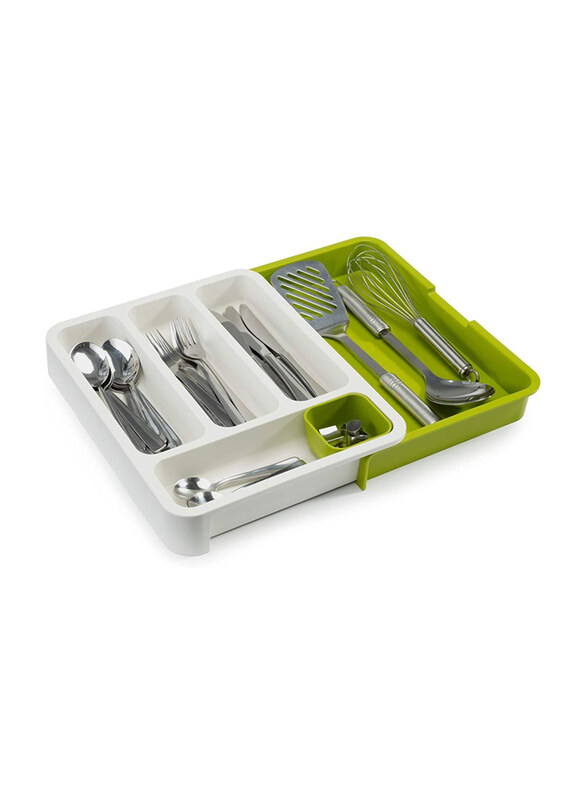 

Generic Expandable Cutlery Tray Storage Drawer, White/Green