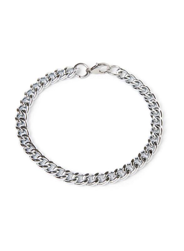 

Shining Jewel Silver Plated Figaro Bracelet, Silver