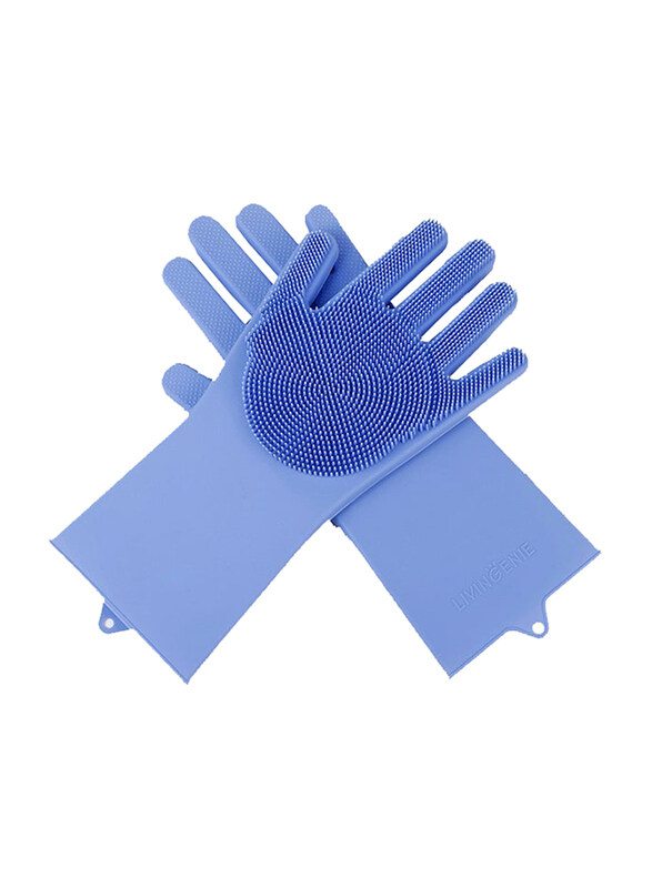 

Generic Dishwashing Gloves with Sponge Scrubbers, 1 Pair, Blue