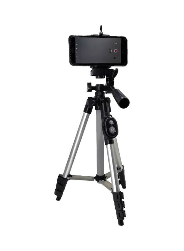 

NA Portable Tripod Stand with Selfie Remote, Silver/Black