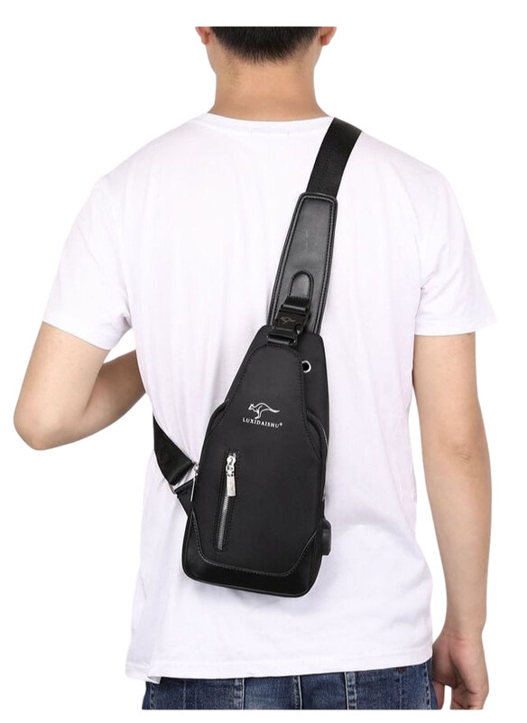 

DubaiGallery Anti Theft Waterproof Chest Crossbody Sling Bag with USB Charging, Black
