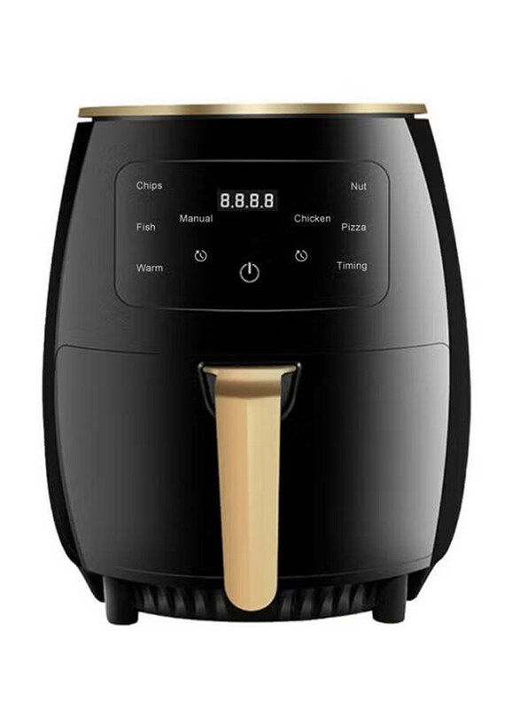 

DubaiGallery 6L Kitchen LED Touch Screen Digital Air Fryer with Non-Stick Dishwasher-Safe Flat Basket, Black/Gold