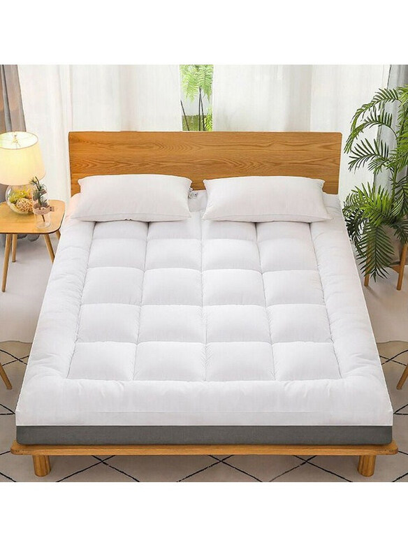 

DubaiGallery Cotton Quilted Fitted Cooling Full Mattress Topper with Soft Snow Down Alternative Fill Breathable Mattress Protector, White