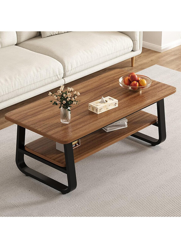 

DubaiGallery 2 Layer Stylish Sofa Side Coffee Table, Brown/Black