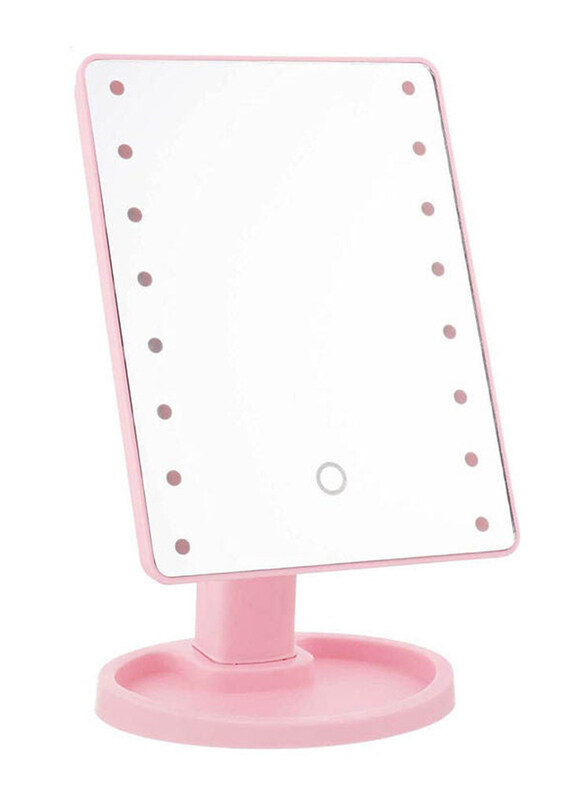 

Generic Makeup Mirror With Stand And Led Light, Pink
