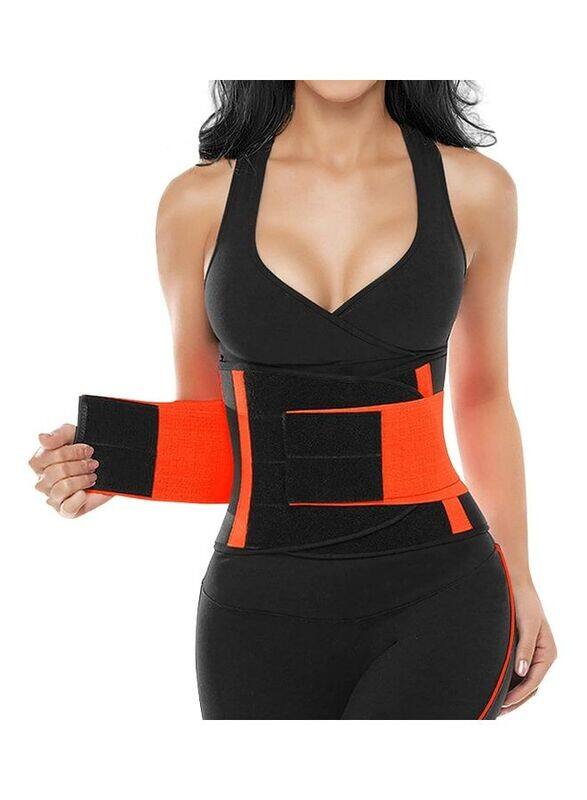 

XiuWoo Waist Trainer Trimmer Sauna Sweat Belt Shapewear, XXL, Orange/Black