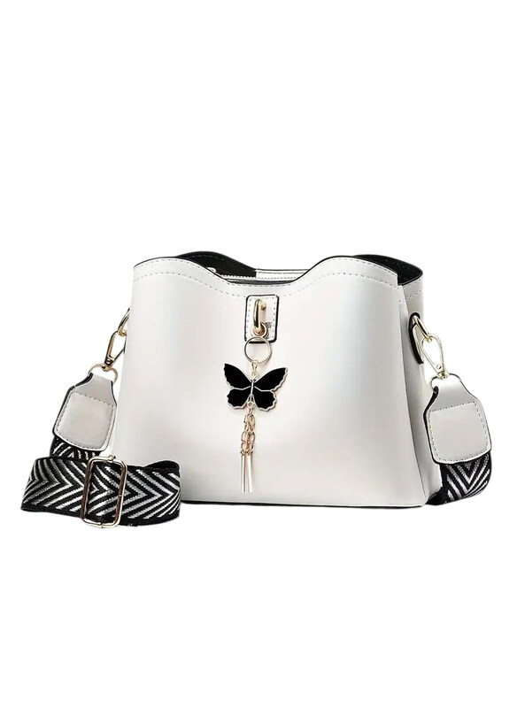 

DubaiGallery Lightweight Solid Colour Trendy Butterfly Shoulder Bag for Women, White