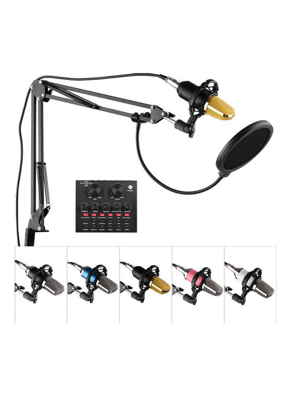 

Generic Professional Condenser Microphone Kit with External Sound Card, D9305BG, Multicolour