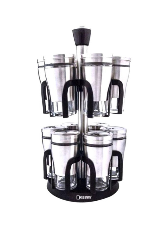 

Dessini 13-Piece Spice Jar Organizer Set, Silver/Clear