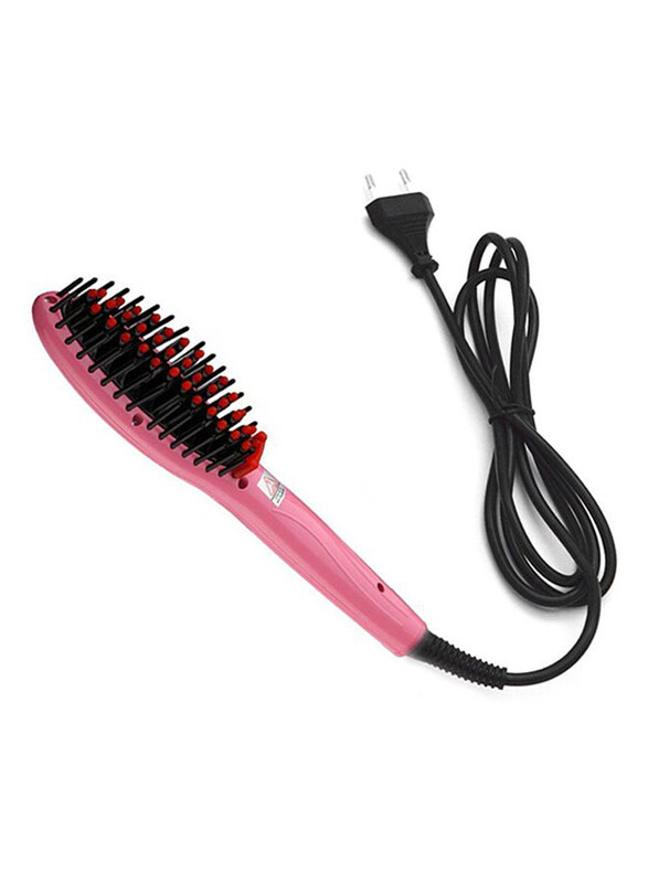 

Generic Electric Hair Straightening Brush, Pink/Red