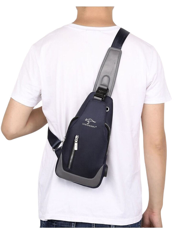 

Dubaigallery Anti Theft Waterproof USB Charging Oxford Crossbody Sling Bag for Men, Black