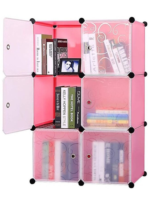 

Dubaigallery 6 Cube Stackable Plastic Shoe Storage Organizer Units, Pink