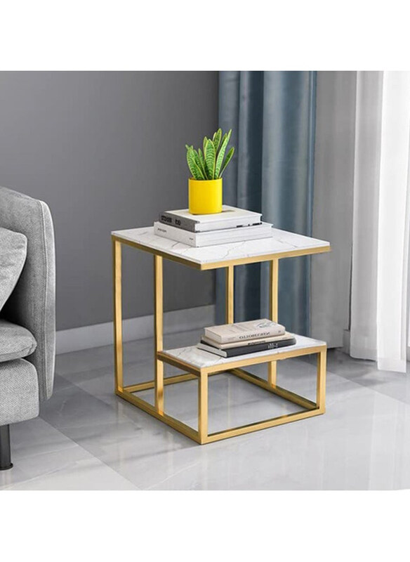 

DubaiGallery Living Room Coffee Table, White/Gold