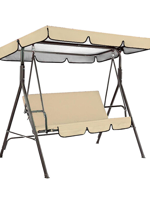 

DubaiGallery 2 Seat Swing Top Cover Canopy Replacement Porch Patio Outdoor Canopy Swing Chair, Beige/Black