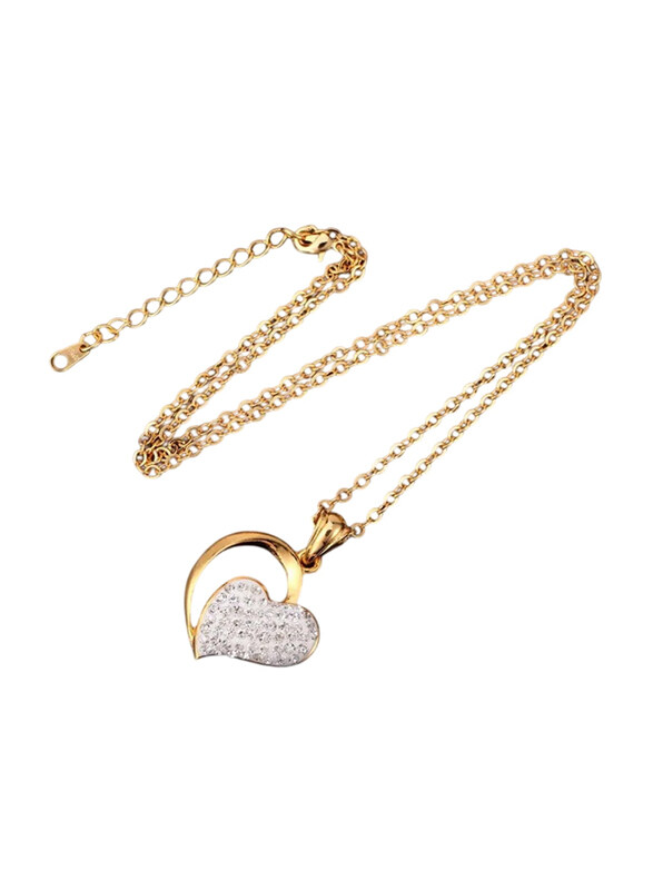 

DubaiGallery U7 Fashion Jewelry Love Heart Necklace with Gorgeous Rhinestones Romantic Pendant for Women, P3064, Gold