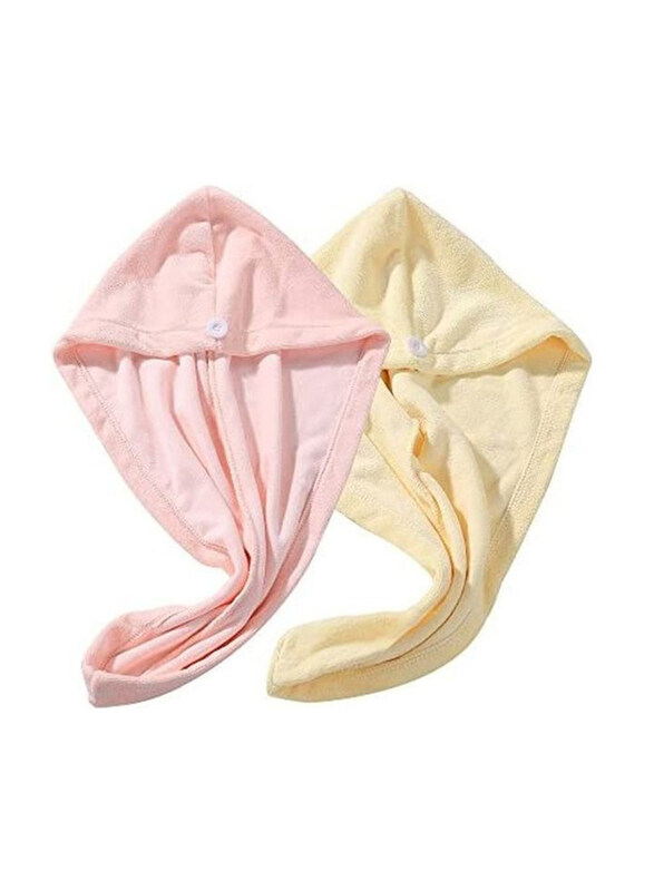 

Aurotrends Microfiber Hair Towel for All Hair Types, 2 Pieces, Pink/Yellow