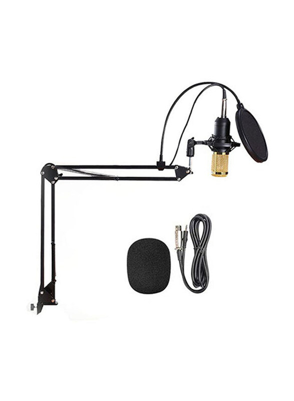 

Generic 5-Piece Studio Recording Condenser Microphone Kit, D8885G, Black/Gold
