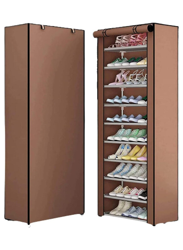 

Dubaigallery Folding Creative Simple Shoe Rack with Dustproof, Brown