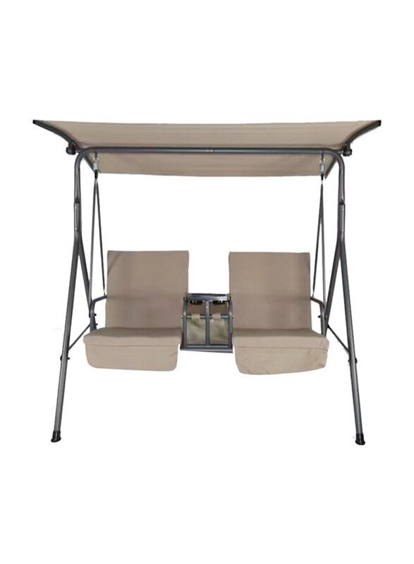 

DubaiGallery 2 Seat Canopy Replacement Waterproof Top Cover & Seat Cover Dust Guard Protector Swing Chair, Beige/Grey