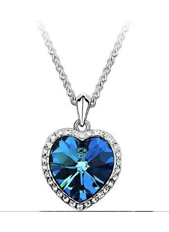 

Generic Zircon Crystal Heart of The Ocean Necklace, Silver