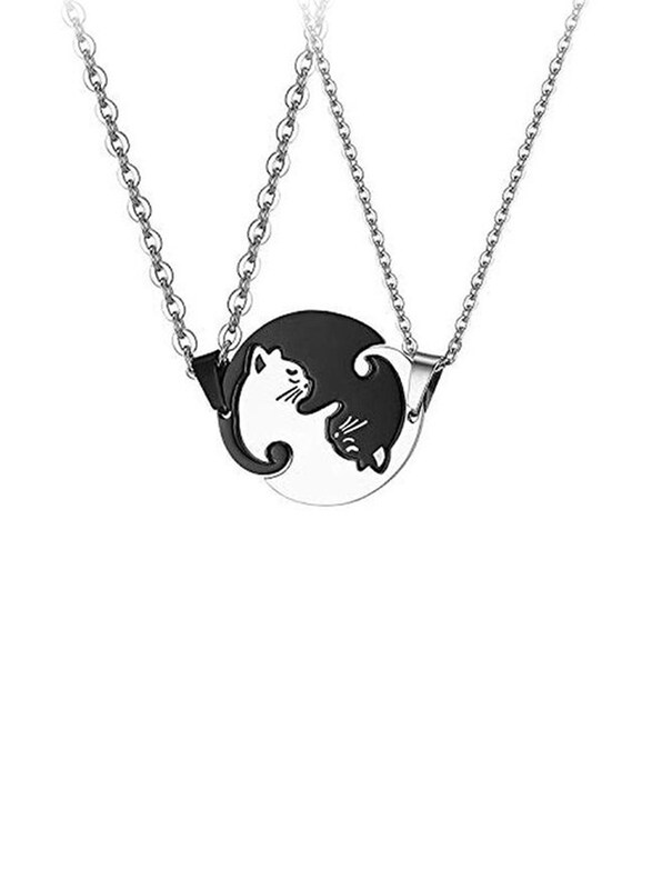 

Generic Stainless Steel Pet Cat Puzzle Couple Pendant Necklace, Black