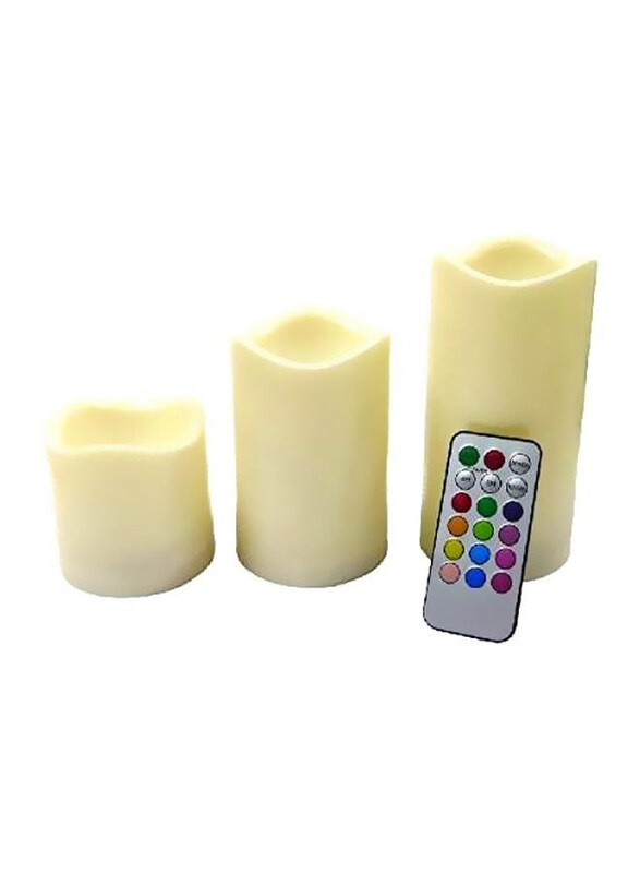 

Generic LED Candle Set With Remote Control, 3 Pieces, Beige
