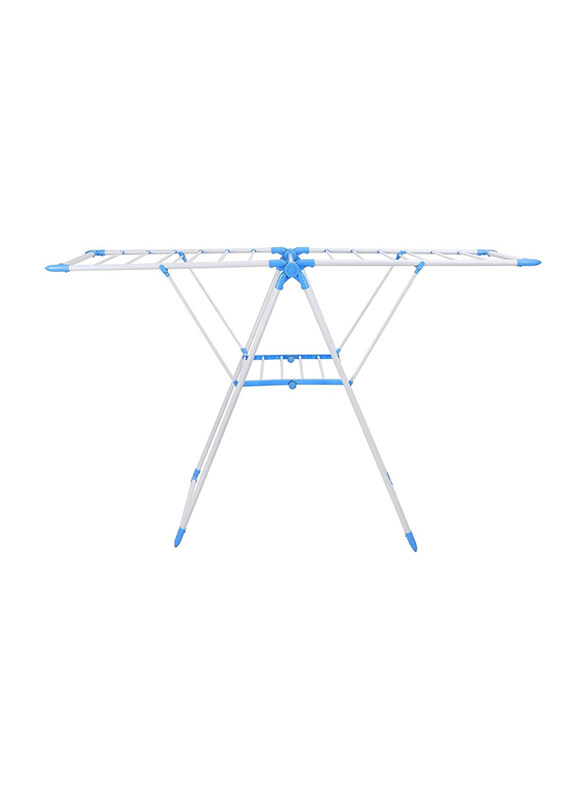 

Generic Folding Metal Clothes Drying Rack with 2 Folding Winged, Blue/Silver