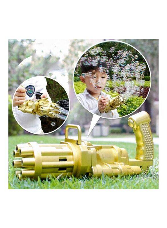 

XiuWoo 8-Hole Huge Amount Bubble Maker Gatling Gun, Ages 2+, Gold