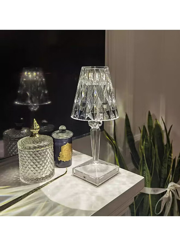 

Generic USB Rechargeable Acrylic Diamond Table Lamp, Clear