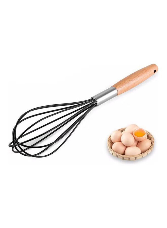 

Generic Egg Beater with Wooden Handle, Black/Brown