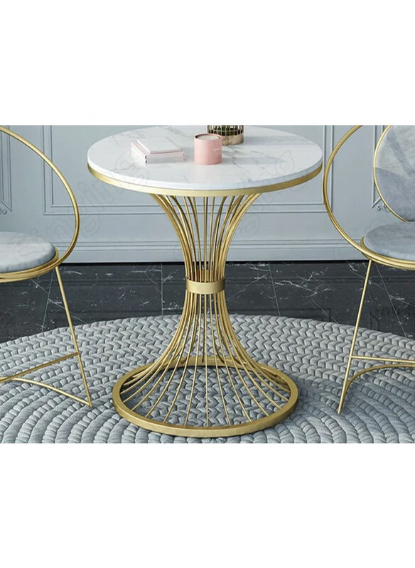 

Generic Small Round Living Room Coffee Table, White/Gold