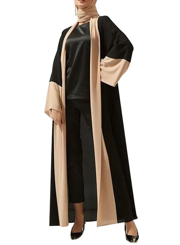 

DubaiGallery Dubai Robe Abaya/Party Kaftan Gown Eid Islamic Muslim Women Long Dress, Black/Beige