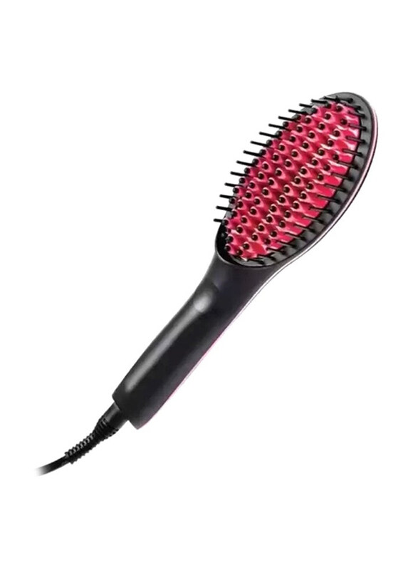 

Generic Electric Hair Straightener Brush, Pink/Black