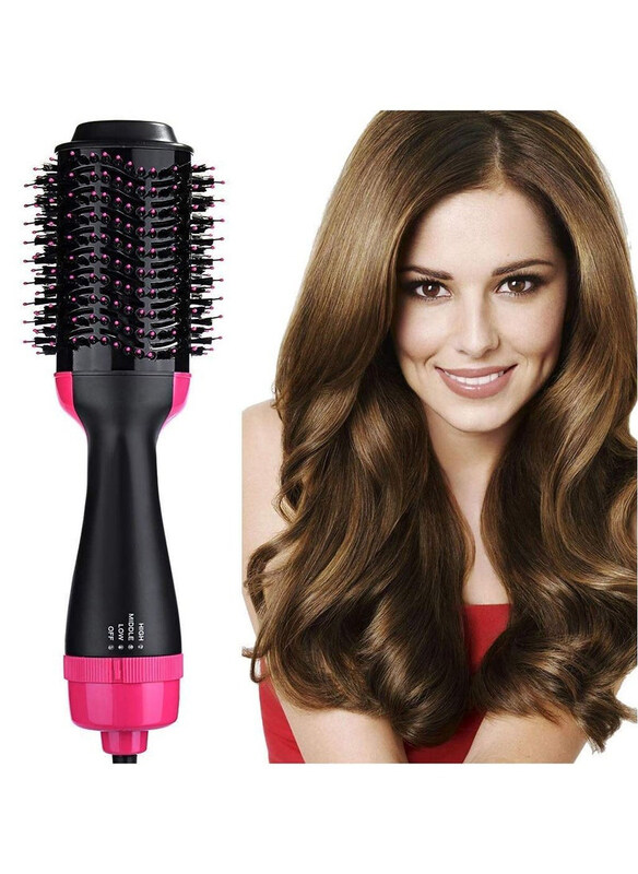 

One Step 3-in-1 Ceramic Hair Dryer & Styler for Rotating Straightening, Black/Pink