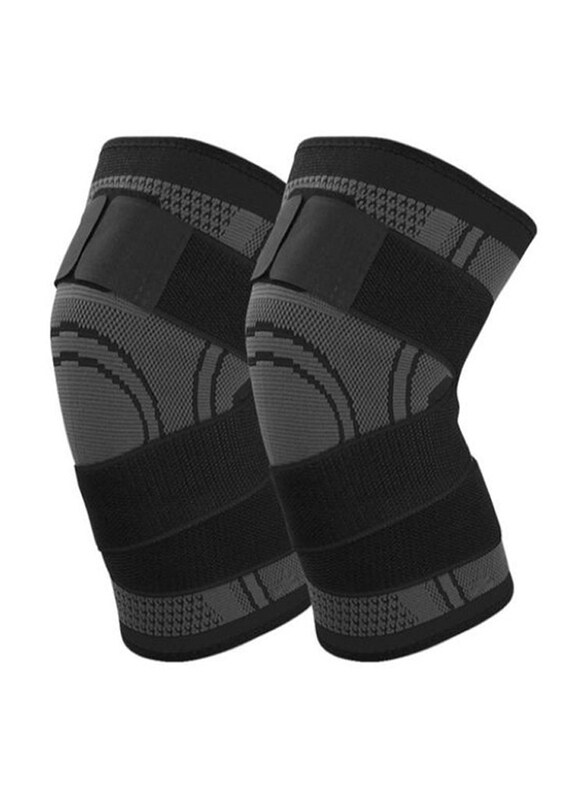 

Generic 2 Piece Non-Slip Knee Braces Protective Sports Pad with Adjustable Straps, Medium, Black/Grey