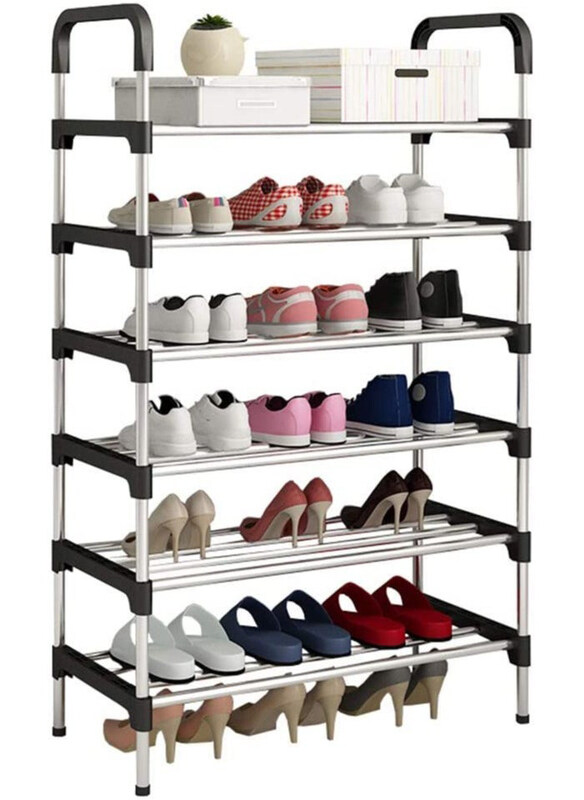 

DubaiGallery 6-Tiers Shoe Storage Organizer, Black/Silver