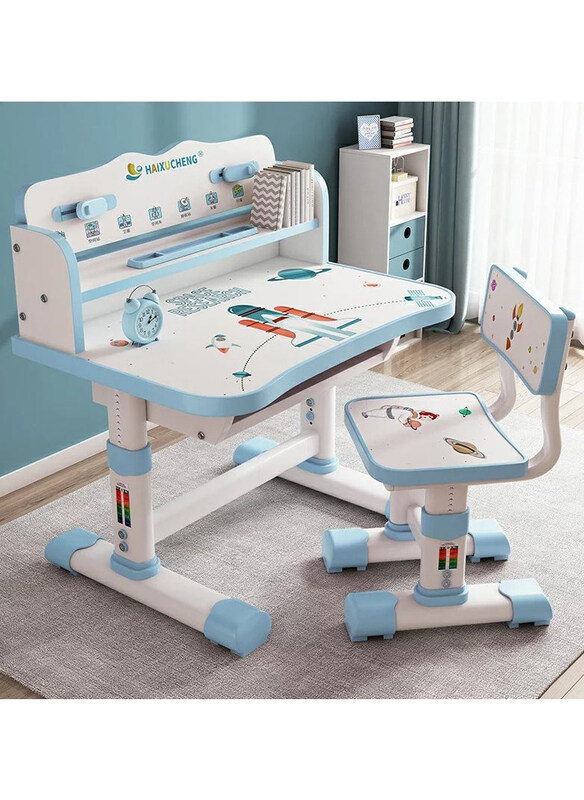 

DubaiGallery Multi-functional Height Adjustable Kids Desk Set, Blue/White