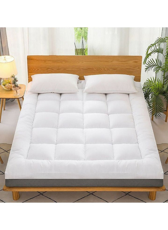 

DubaiGallery Cotton Quilted Fitted Cooling Full Mattress Topper with Soft Snow Down Alternative Fill Breathable Mattress Protector, White