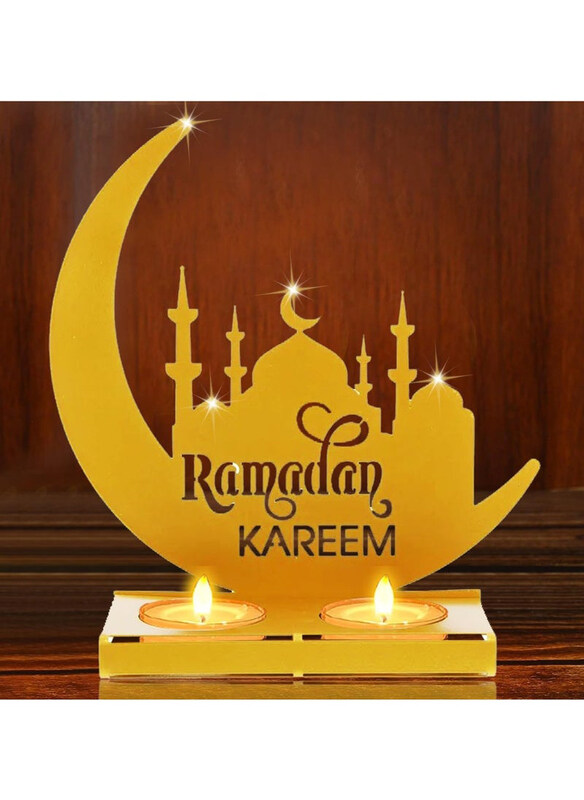 

DubaiGallery Light Up Indoor Decoration/Battery Operated White Stand Star & Moon, Gold