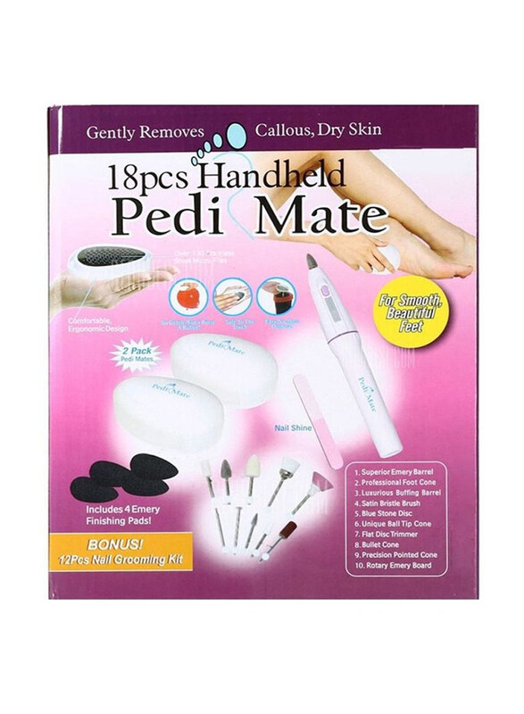 

Pedi Mate Handheld Professional Pedicure Kit, 18 Piece, Multicolour