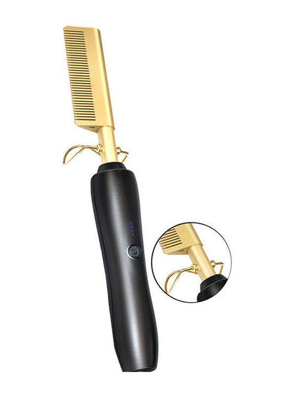

Phone Planet High Heat Press Comb Mini Hair Straightener, UKS206, Gold/Black