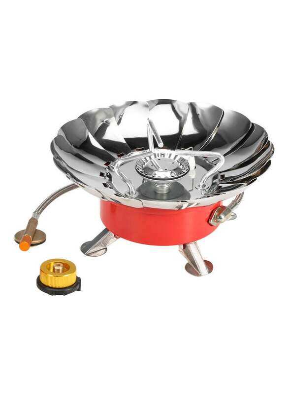 

Generic Windproof Piezo Ignition Gas Stove, Silver/Red