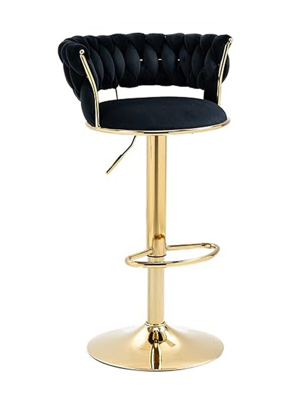 

DubaiGallery Luxury Bar Modern Round Adjustable Reception Chair, Gold/Black
