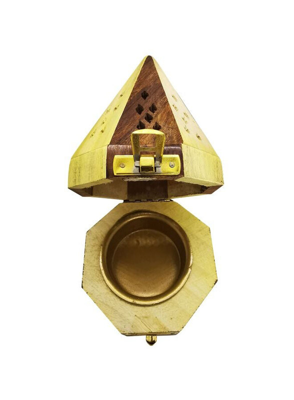 

Generic Pyramid Incense Cone Dhoop Burner, Yellow/Brown