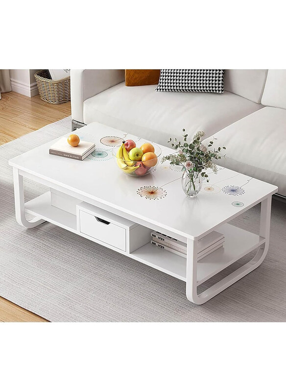 

DubaiGallery Industrial 2-Tier Nightstand Storage Shelf Coffee Table, White