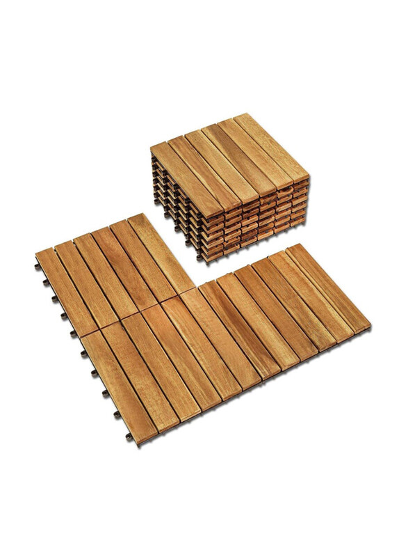 

DubaiGallery Wooden Interlocking Garden Floor Tiles, 5 Piece, Brown