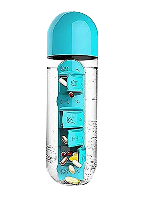 

Generic 600ml My Sport Combination Daily Pill Box Organizer Drinking Sealed Leak-proof Plastic Water Bottle, Blue