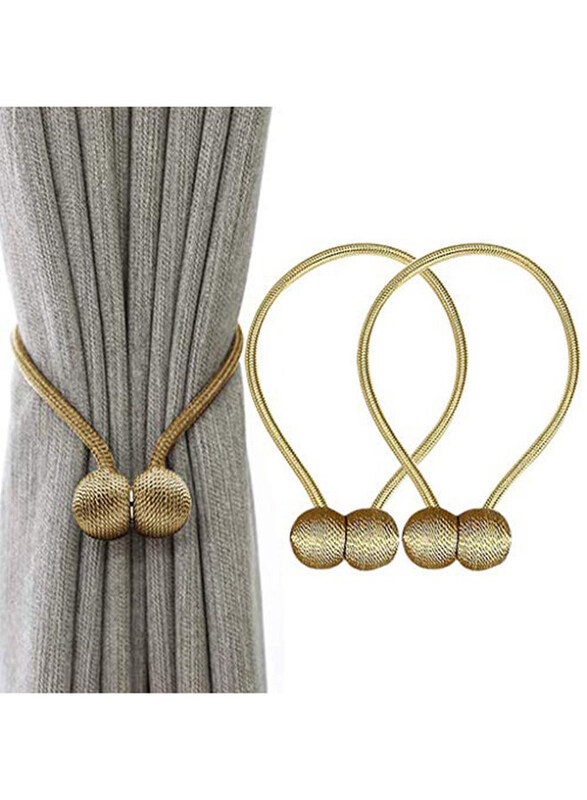 

Hasthip 2-Piece Medium Size Polyester Solid Curtain Tiebacks, Gold/Beige