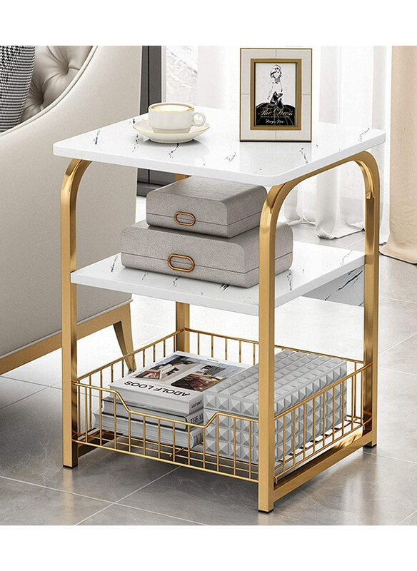 

DubaiGallery Modern Luxury Creative Living Room Bed Sofa Table, White/Gold